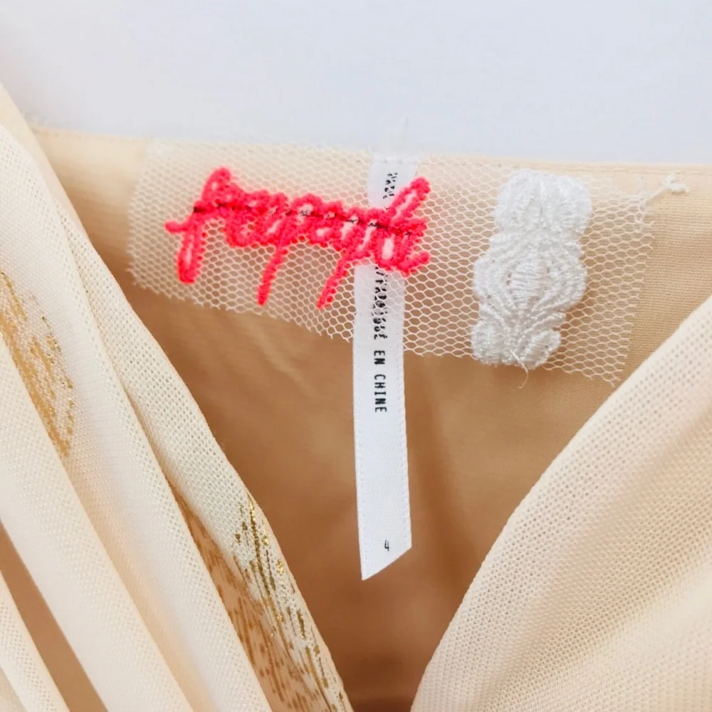 Free People NWOT‎ Party Venus Dress Size 4 Cream/Gold